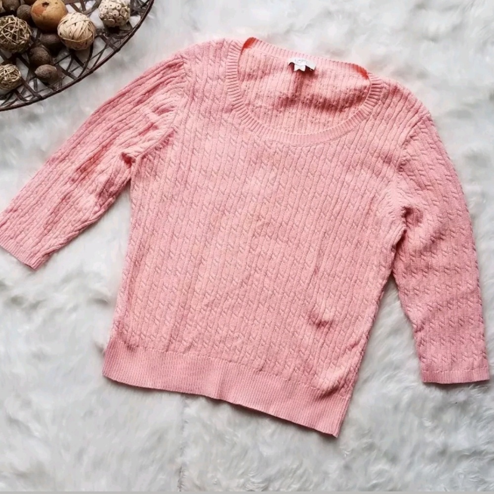 Ann Taylor Loft pink 3/4 sleeve sweater